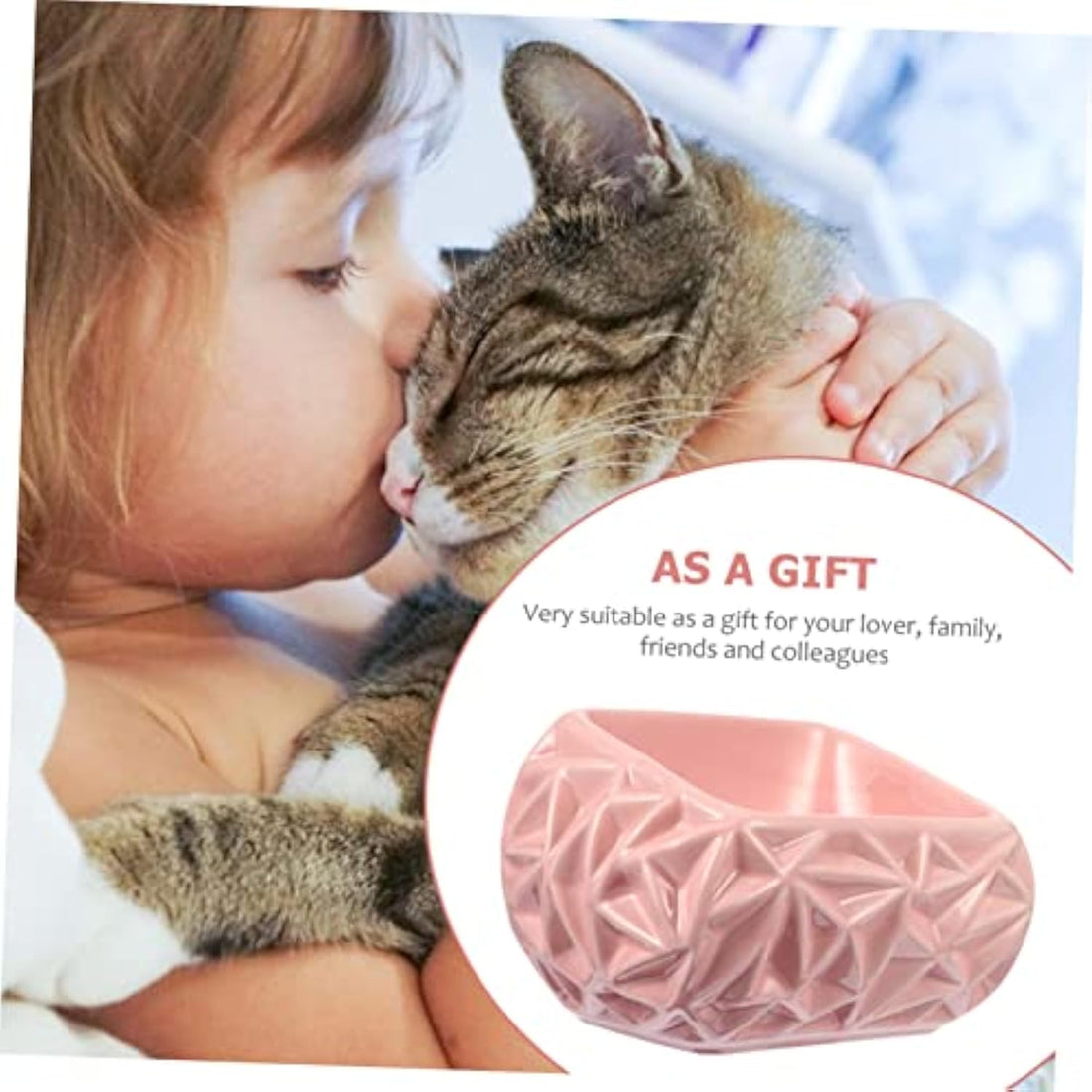 Ceramic Cat and Dog Feeding Bowl Cute Pink Bird’s Nest Design for Kittens and Puppies