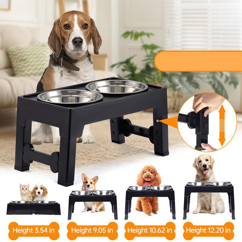 Elevated Anti-Tip Dog Feeding Bowl with Neck Protection for Medium and Large Dogs