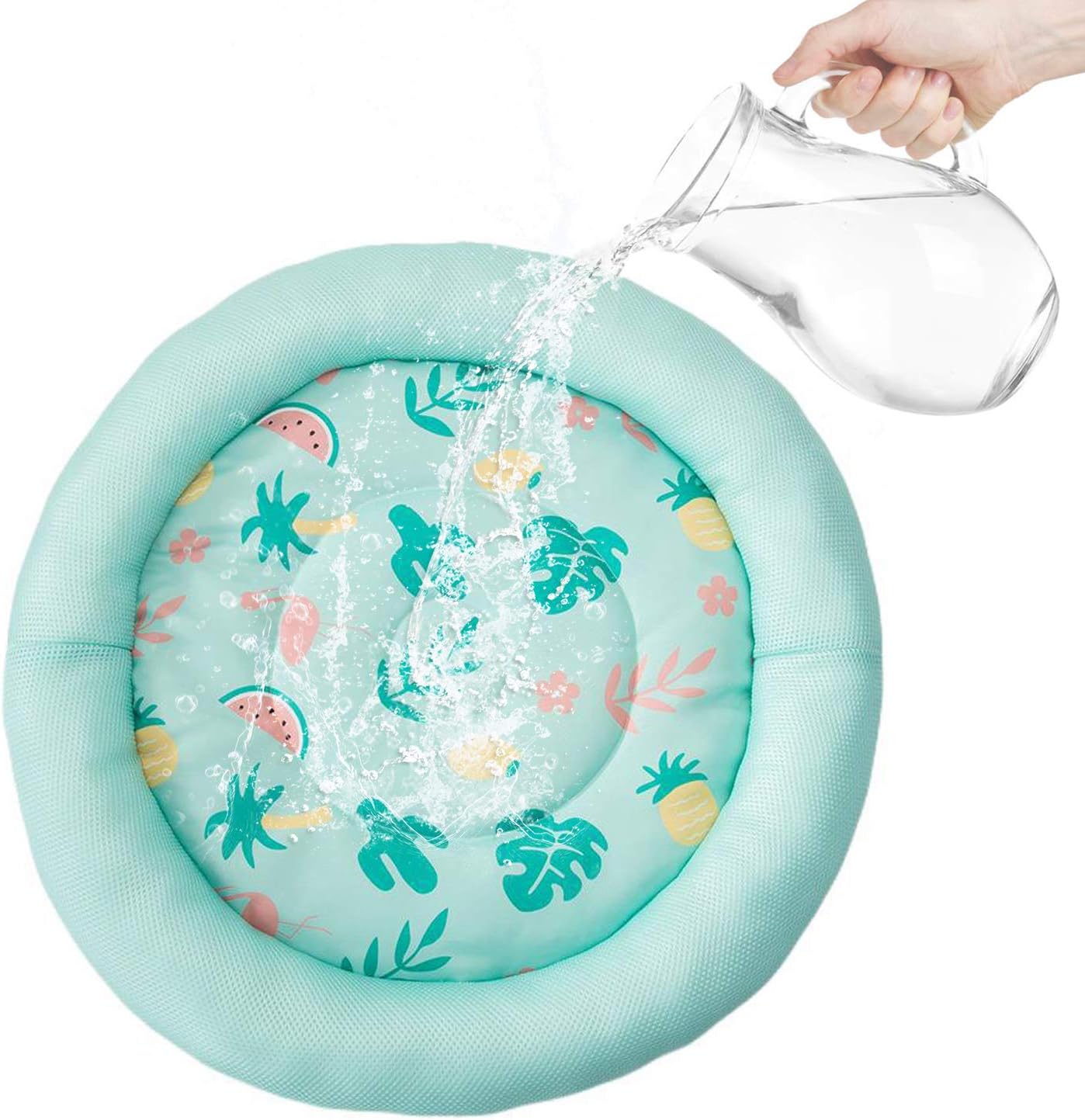 Cooling Summer Dog Bed Soft Breathable Round Pet Mat with Waterproof Non-Slip Cover