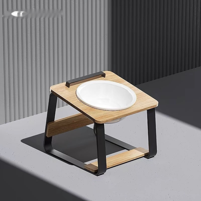 Ceramic Double Pet Bowl with Elevated Stand for Spine Protection