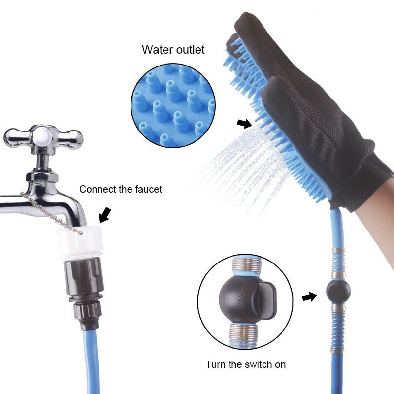 Pet Shower Five-fingered Hose Dog Gloves Spray Bath Massage Brush