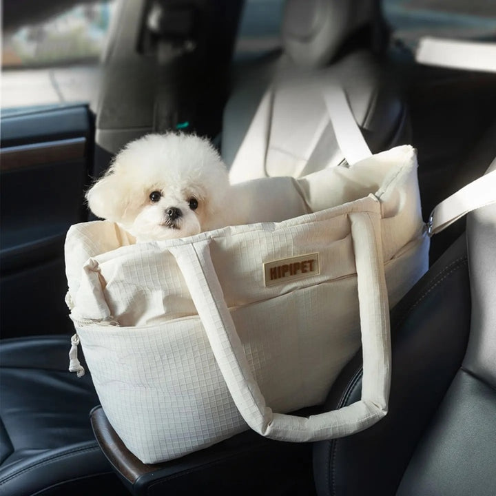 Portable Dog Car Seat Carrier with Adjustable Safety Leash for Small Pets