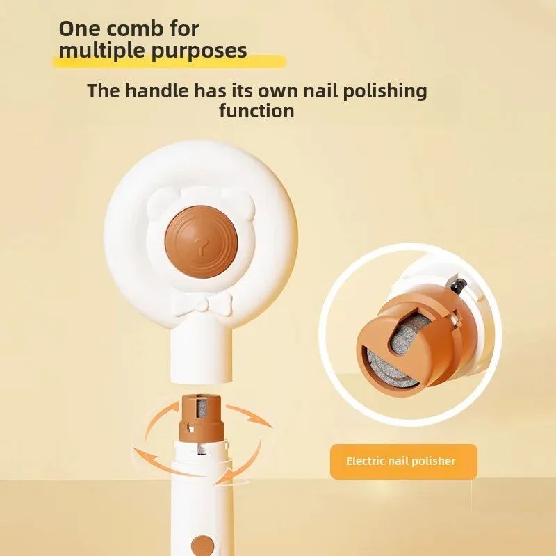 Rechargeable 2-in-1 Electric Pet Nail Trimmer and Grooming Brush