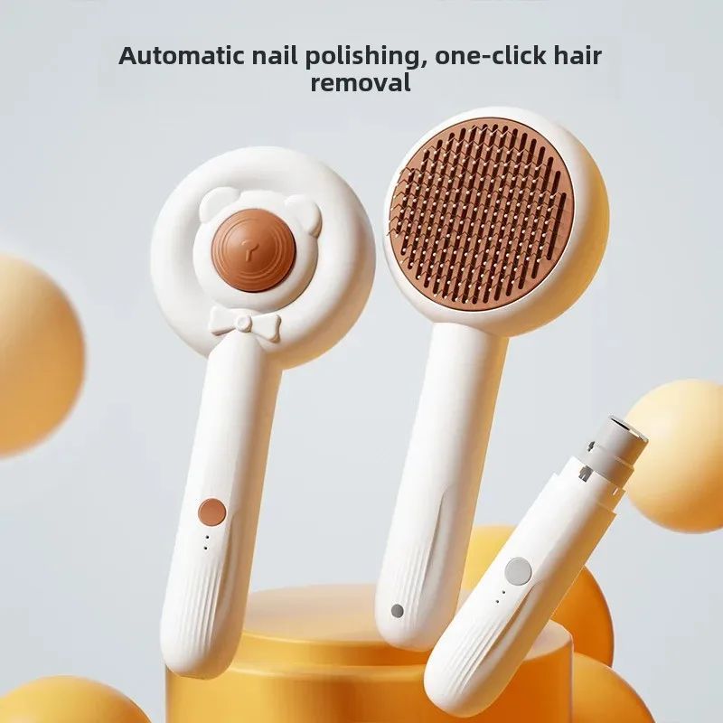 Rechargeable 2-in-1 Electric Pet Nail Trimmer and Grooming Brush