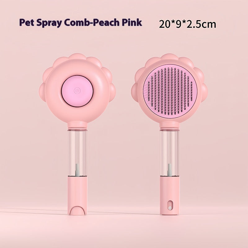 2-in-1 Self-Cleaning Dog Brush and Comb with Spray